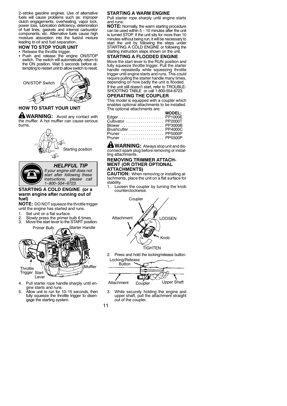 Warning, Helpful tip | Poulan Pro PP133 User Manual | Page 11 / 18