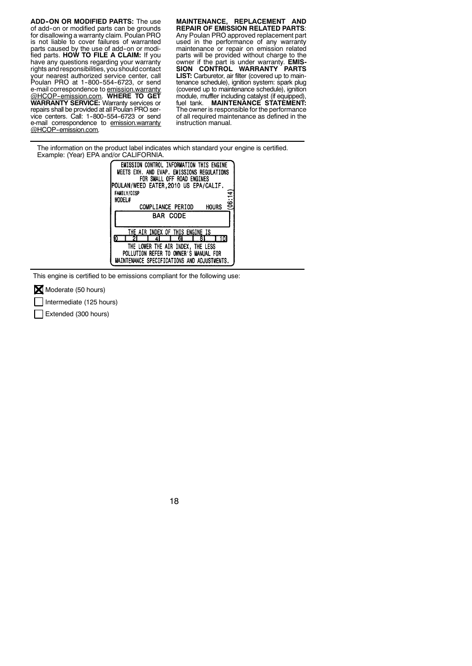 Poulan Pro PP133 User Manual | Page 18 / 18