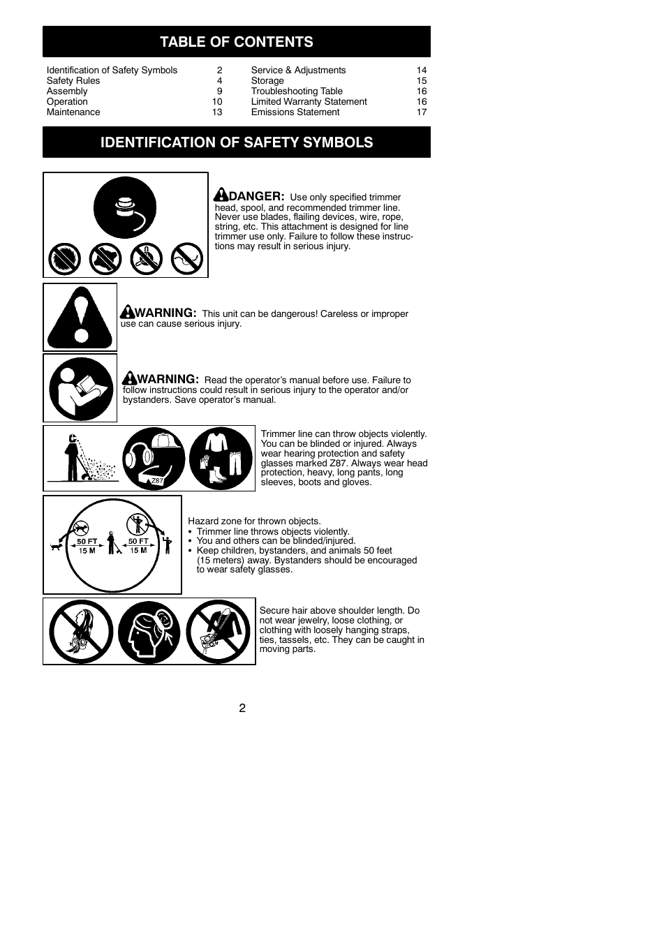Poulan Pro PP133 User Manual | Page 2 / 18