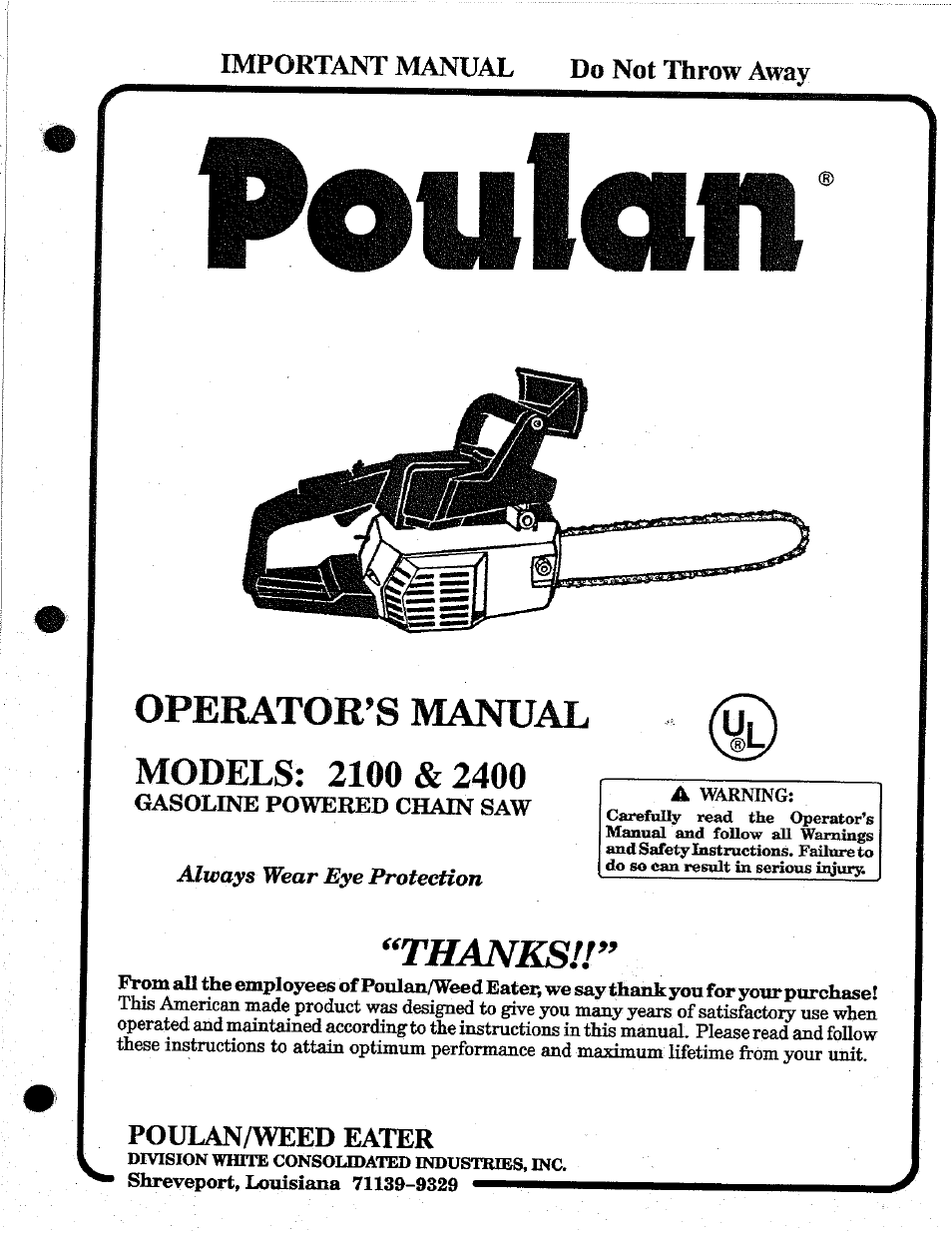 Poulan 2100 User Manual | 24 pages