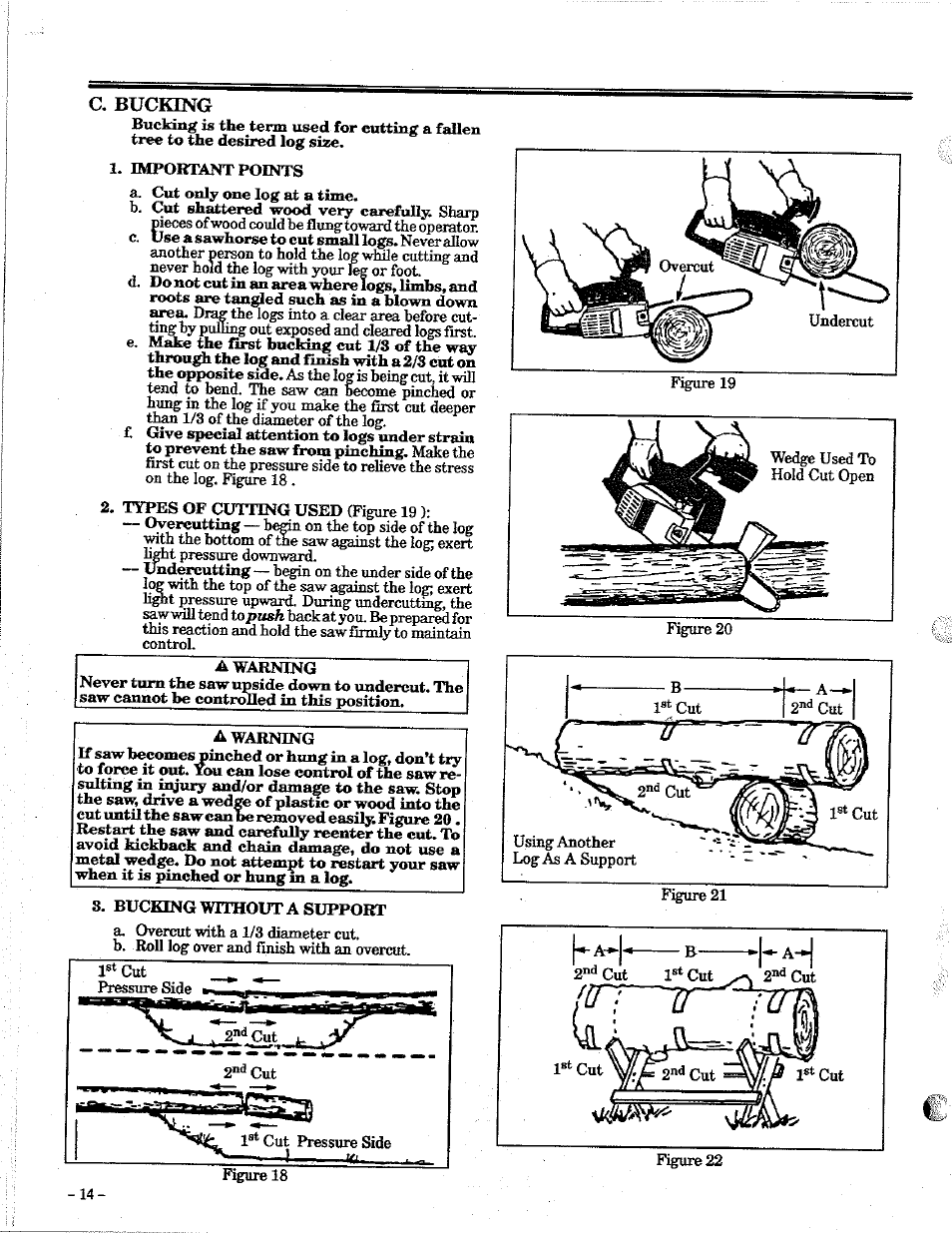 C. bucking | Poulan 2100 User Manual | Page 14 / 24