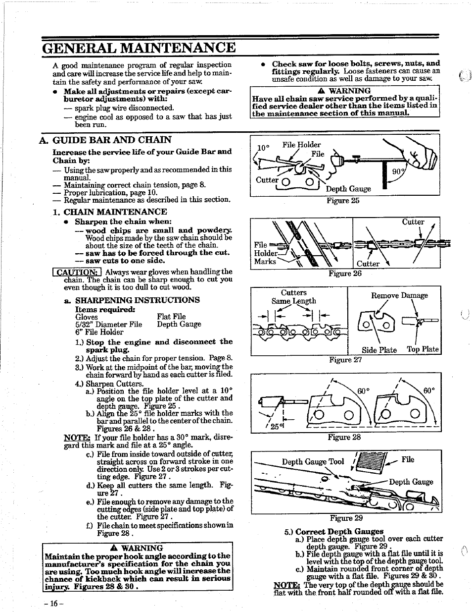 A. guide bar and chain, A guide bar and chain, General maintenance | Poulan 2100 User Manual | Page 16 / 24