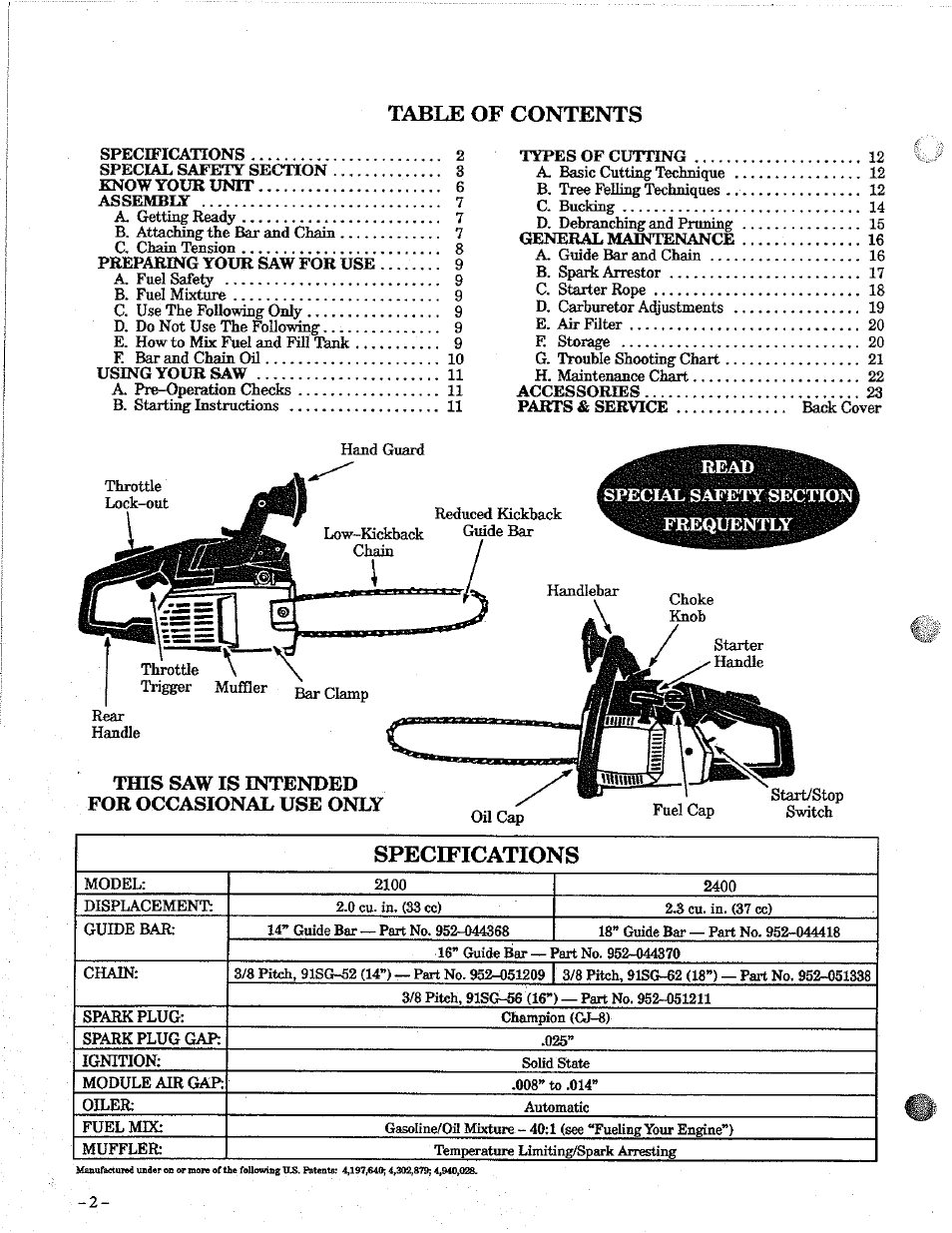 Poulan 2100 User Manual | Page 2 / 24