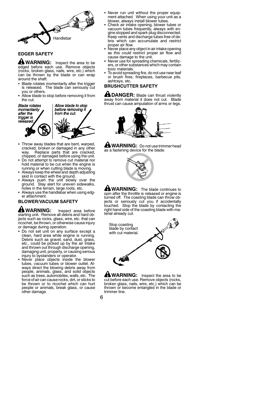 Warning, Danger | Poulan 545137280 User Manual | Page 6 / 21