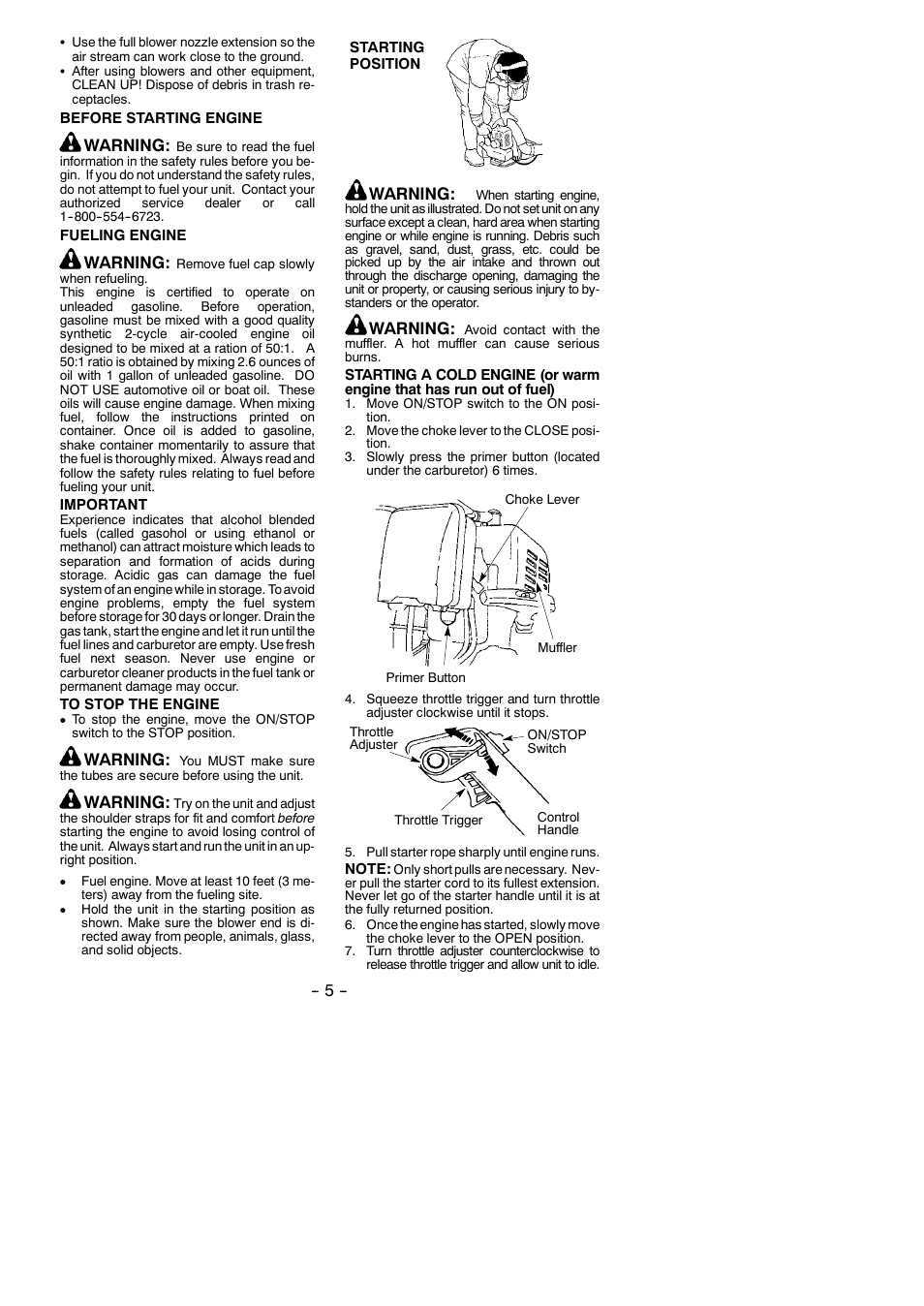 Warning | Poulan 530163031 User Manual | Page 5 / 10