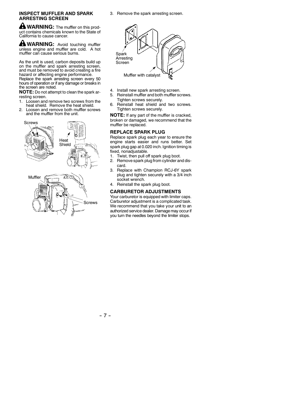 Warning | Poulan 530163031 User Manual | Page 7 / 10