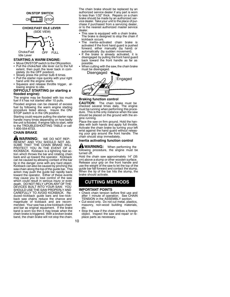 Cutting methods | Poulan 530086595 User Manual | Page 10 / 17