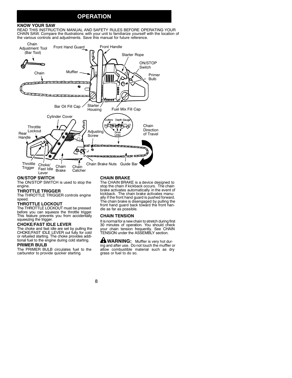 Operation | Poulan 530086595 User Manual | Page 8 / 17