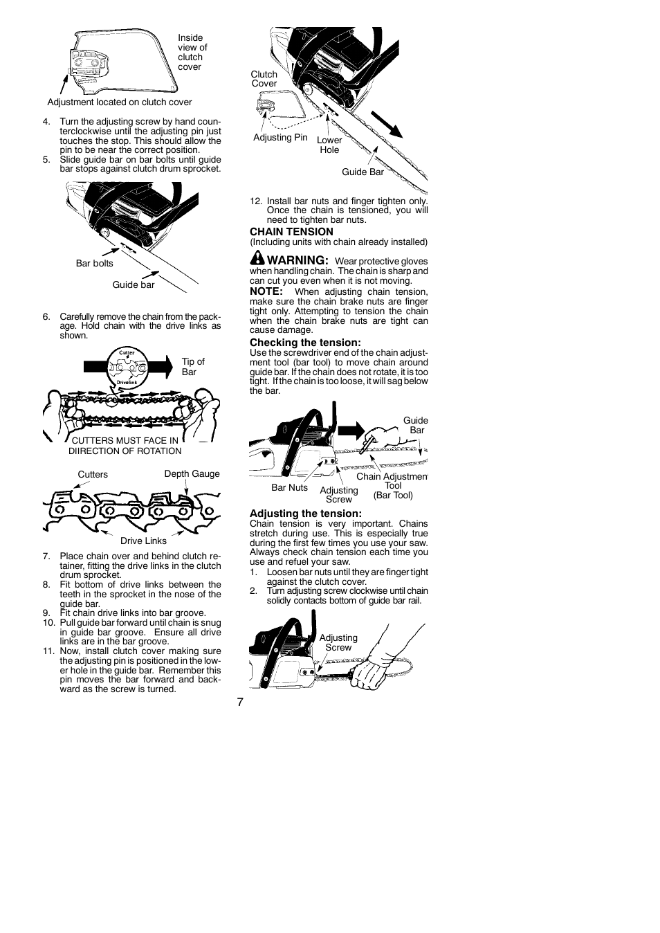 Warning | Poulan 545047535 User Manual | Page 7 / 19