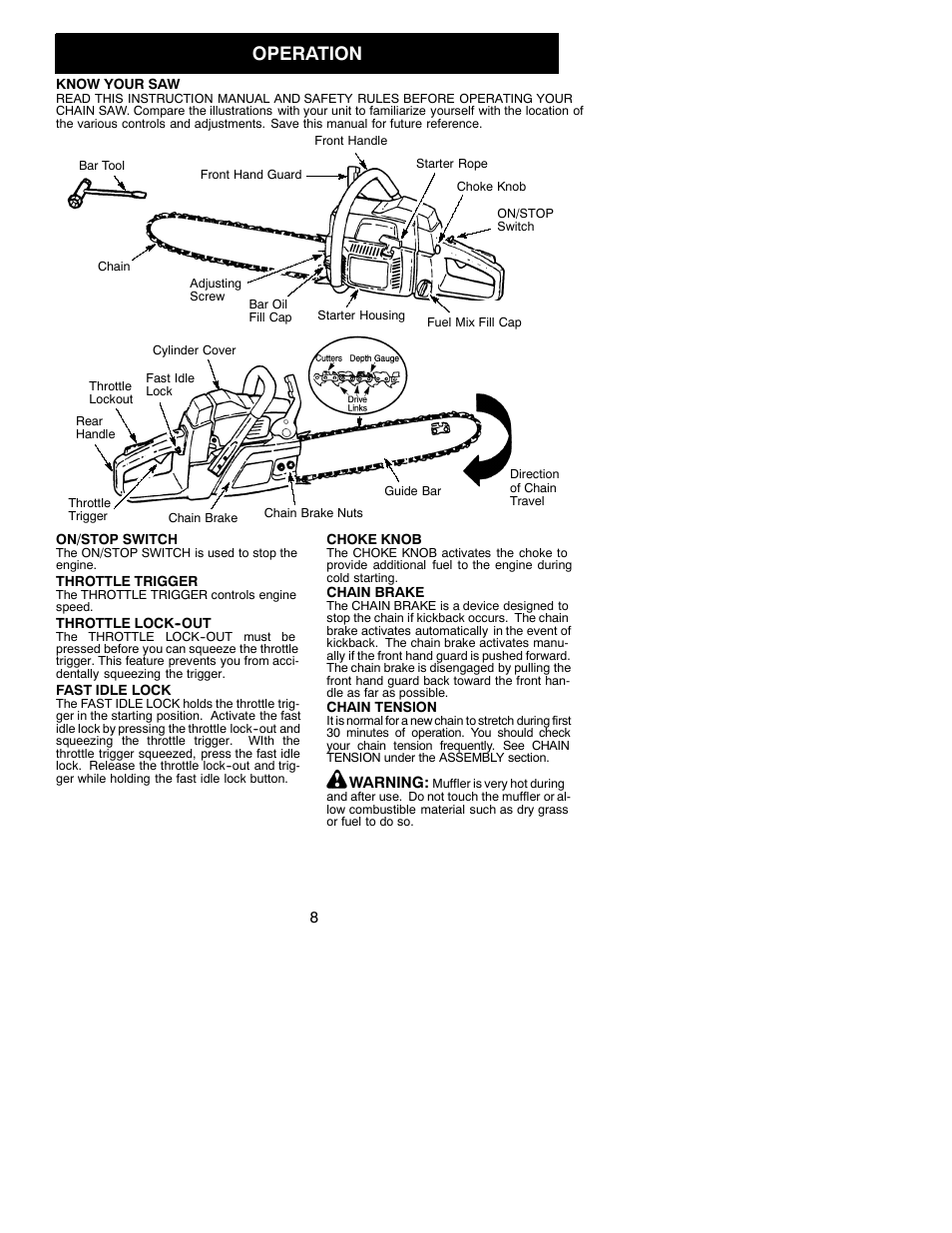 Operation | Poulan 530086536 User Manual | Page 8 / 17