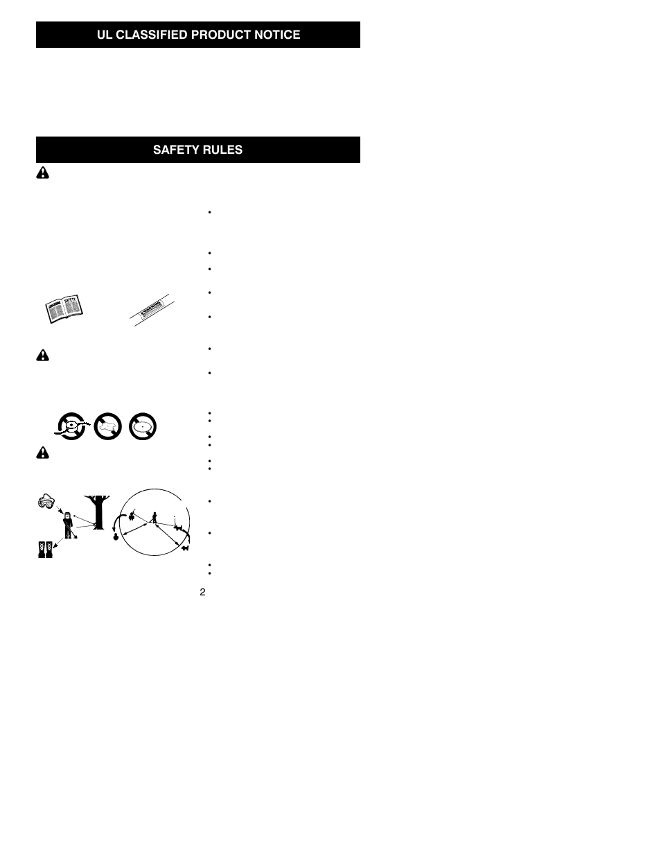 Ul classified product notice, Safety rules | Poulan PP136 User Manual | Page 2 / 16