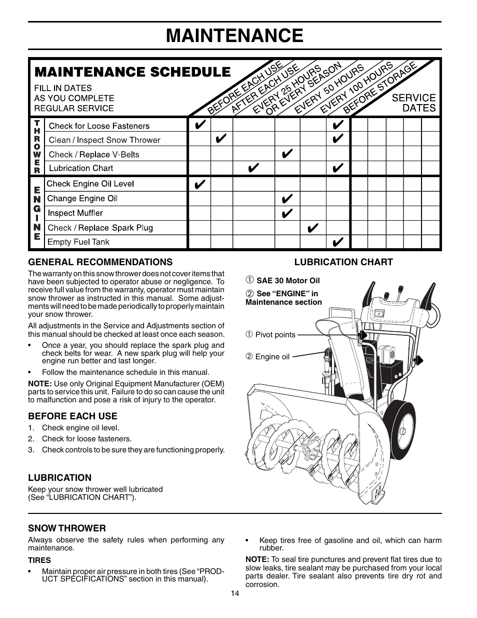 Maintenance | Poulan 192039 User Manual | Page 14 / 20