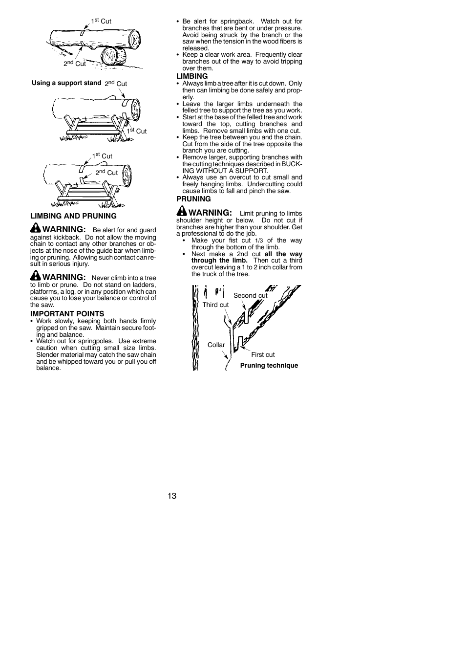 Warning | Poulan 545047502 User Manual | Page 13 / 18