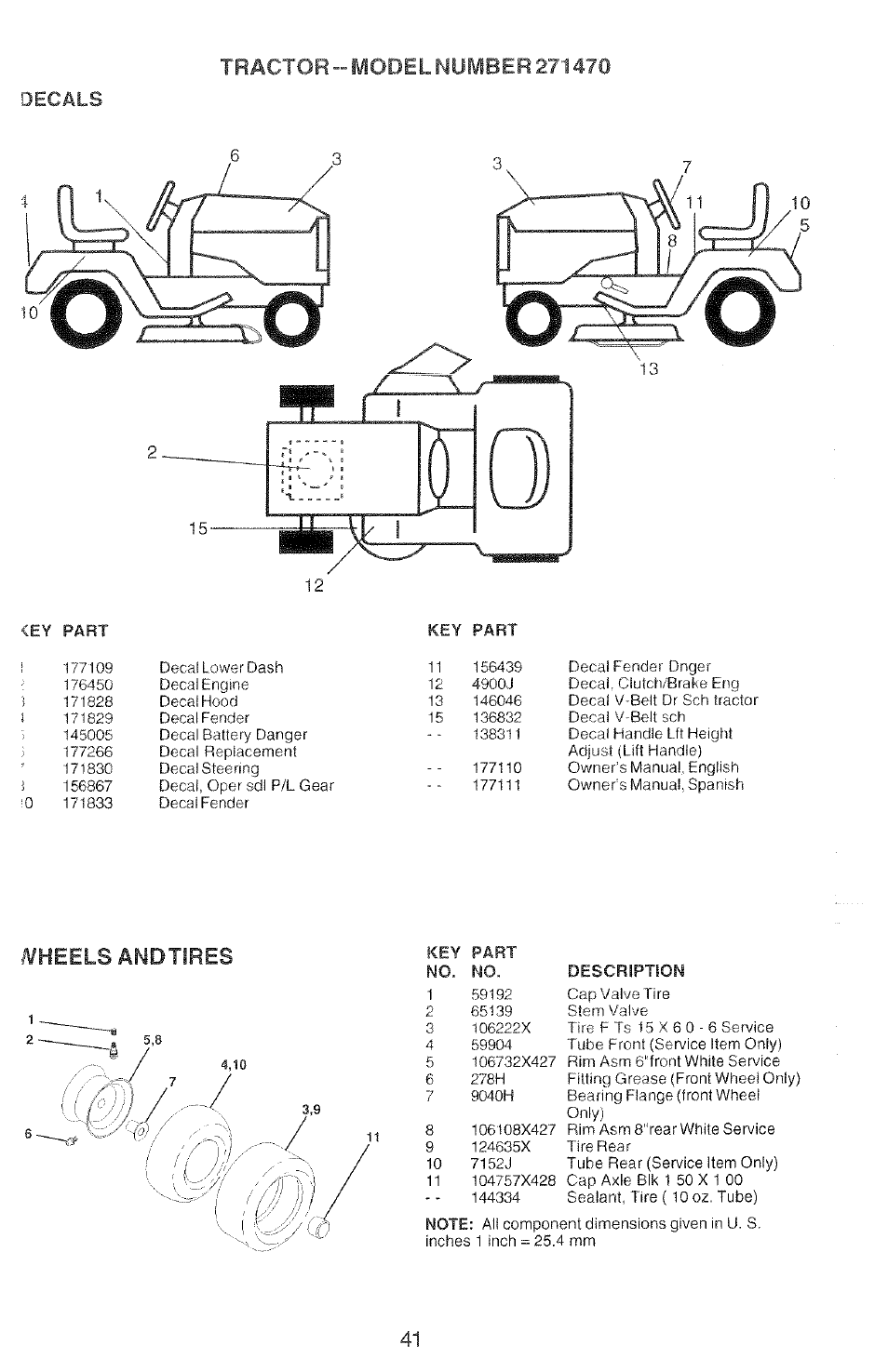 Wheels andtires, Decals | Poulan 2000-11 User Manual | Page 41 / 48