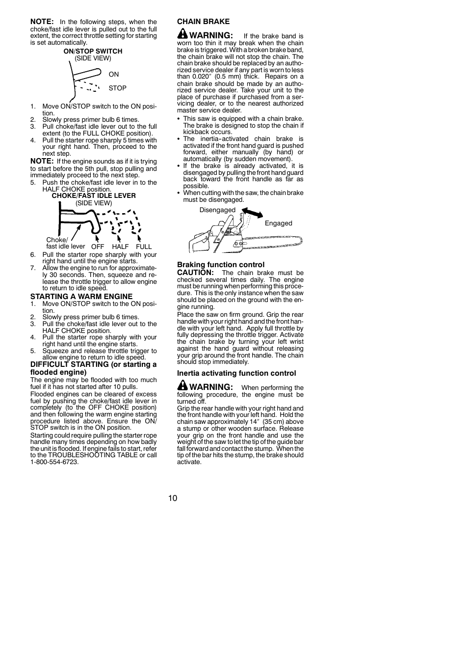 Warning | Poulan 2150PR  EN User Manual | Page 10 / 18