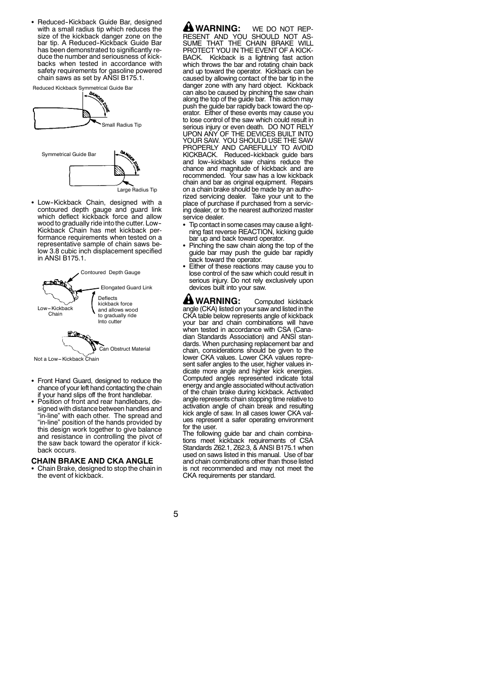 Warning | Poulan 2150PR  EN User Manual | Page 5 / 18