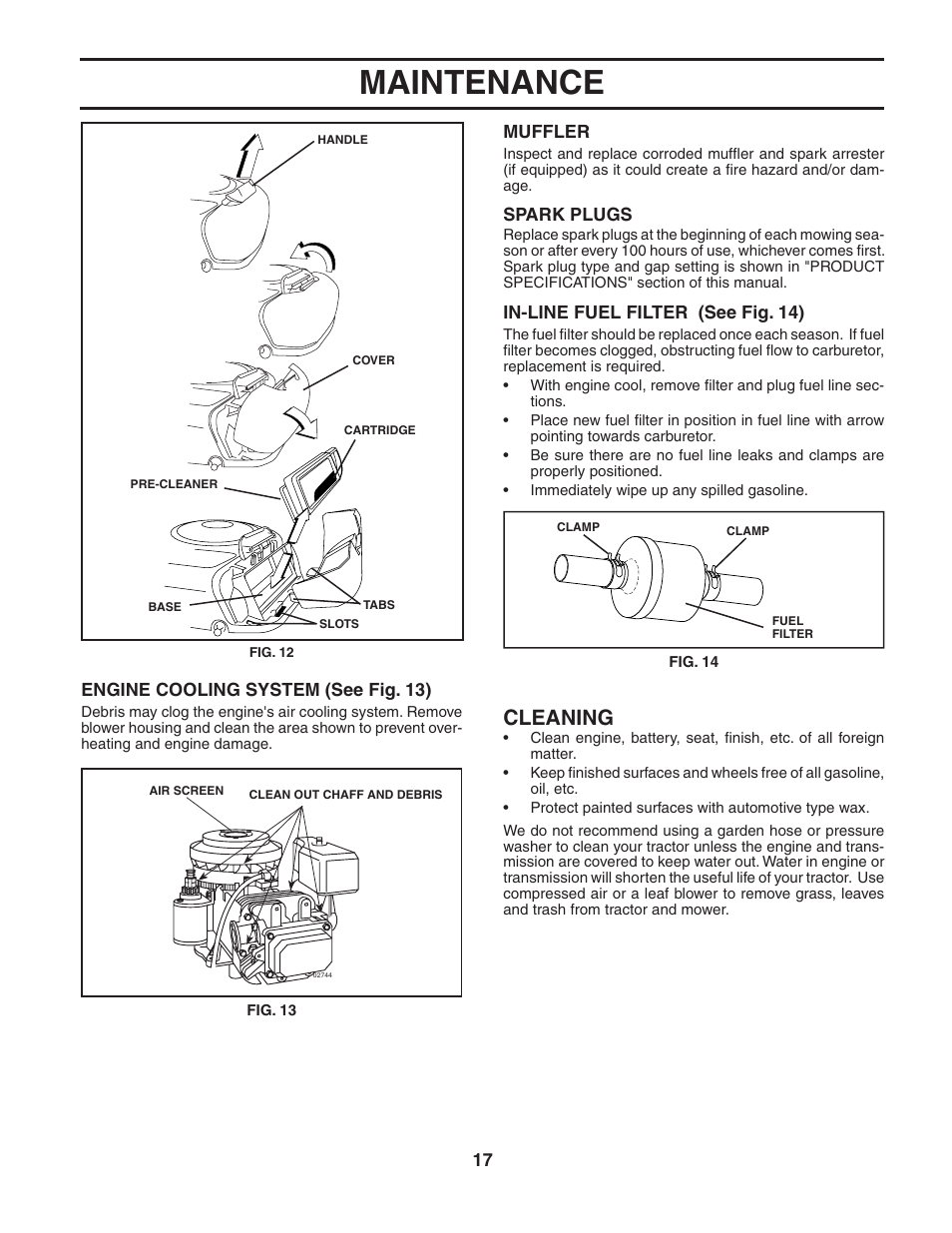 Maintenance, Cleaning | Poulan 188870 User Manual | Page 17 / 44