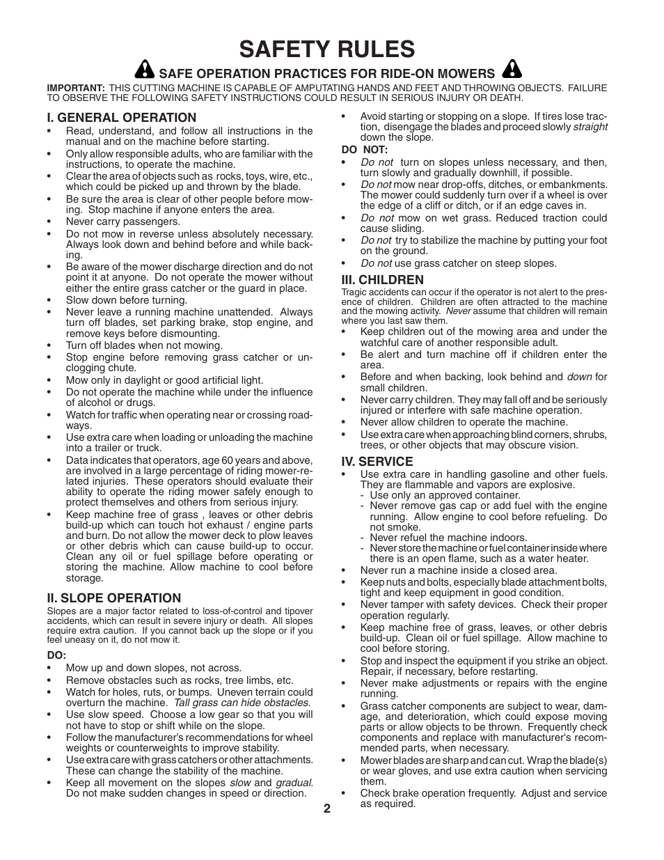 Safety rules | Poulan 188870 User Manual | Page 2 / 44