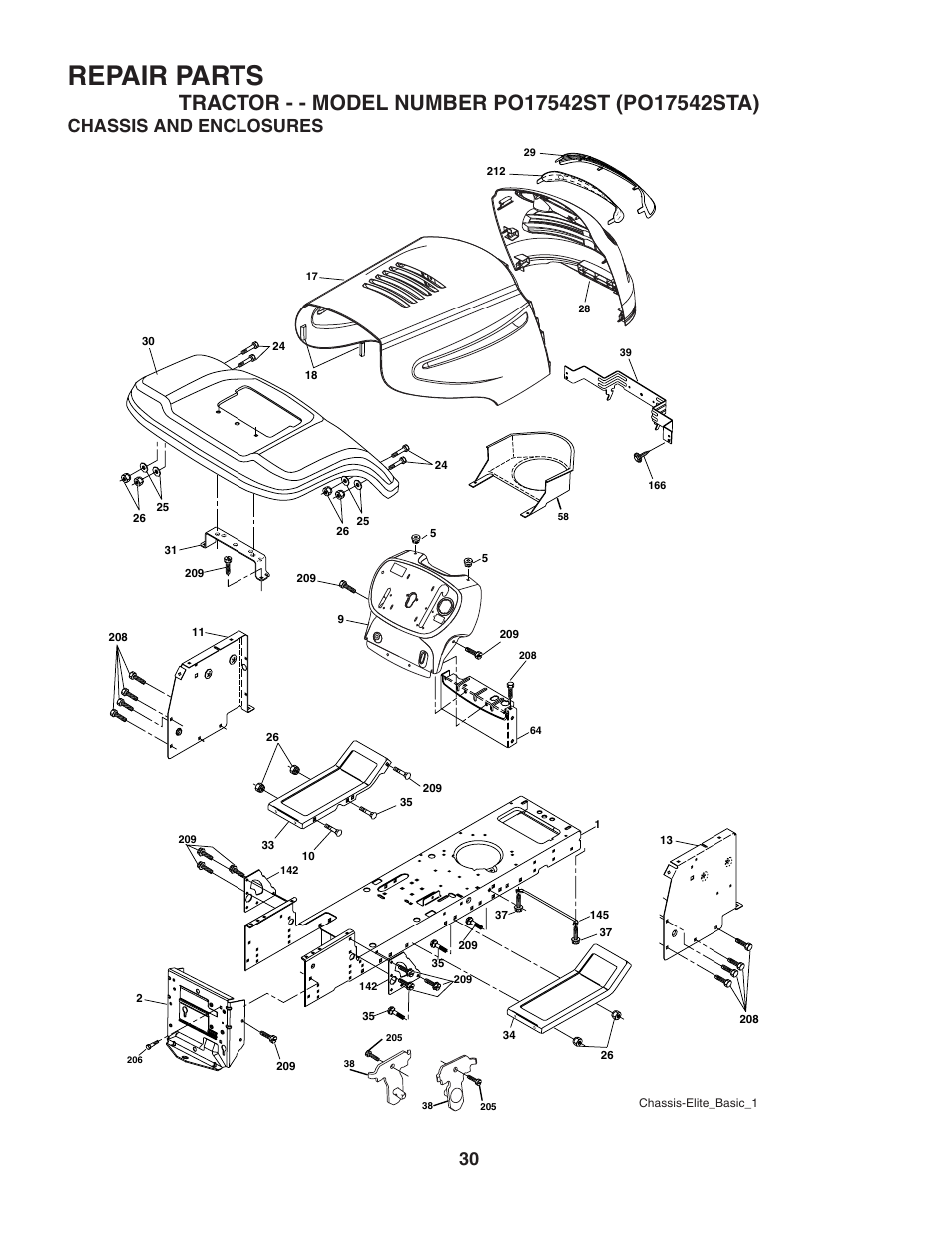 Repair parts, Chassis and enclosures | Poulan 188870 User Manual | Page 30 / 44