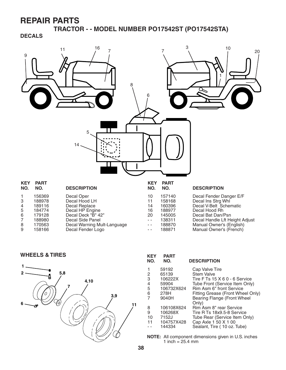 Repair parts | Poulan 188870 User Manual | Page 38 / 44