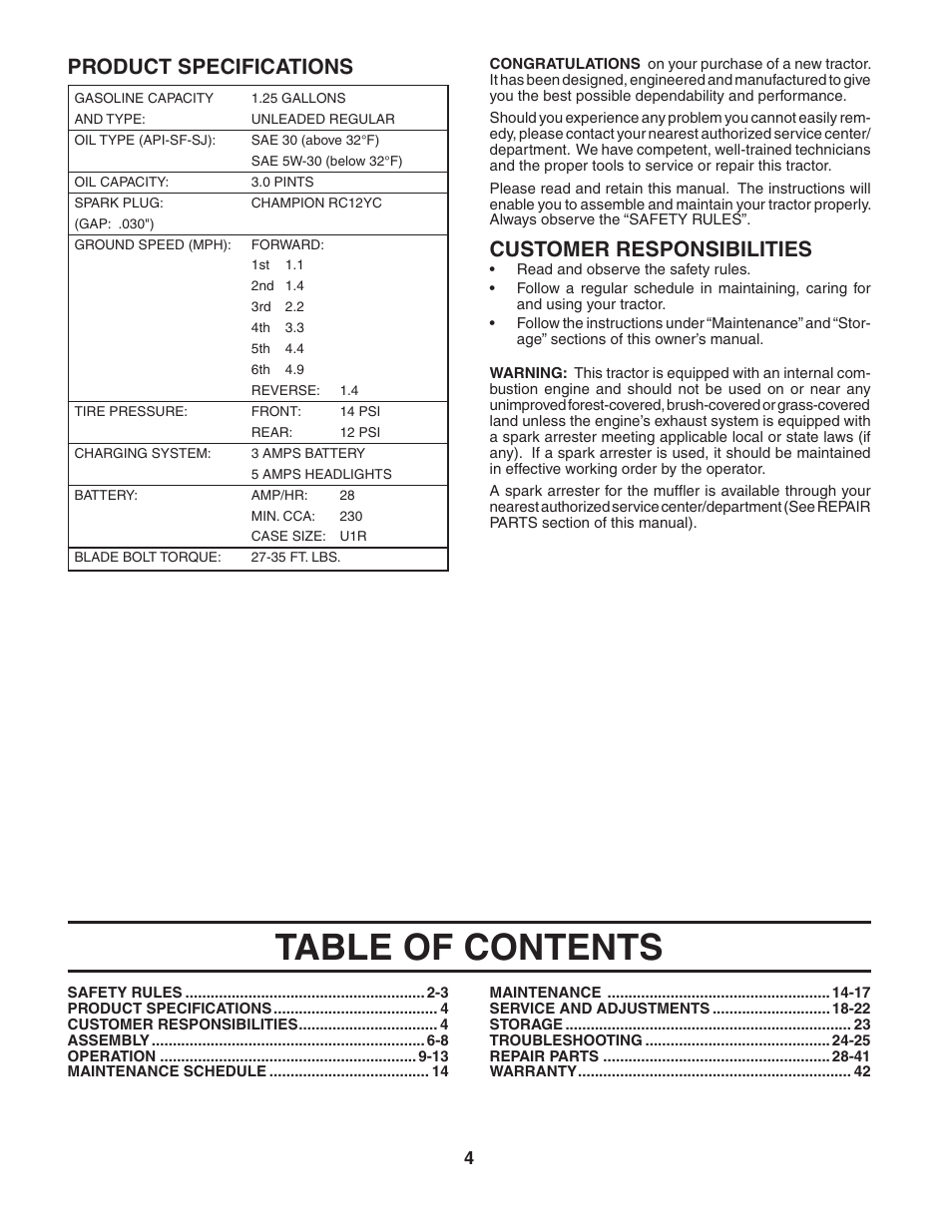 Poulan 188870 User Manual | Page 4 / 44