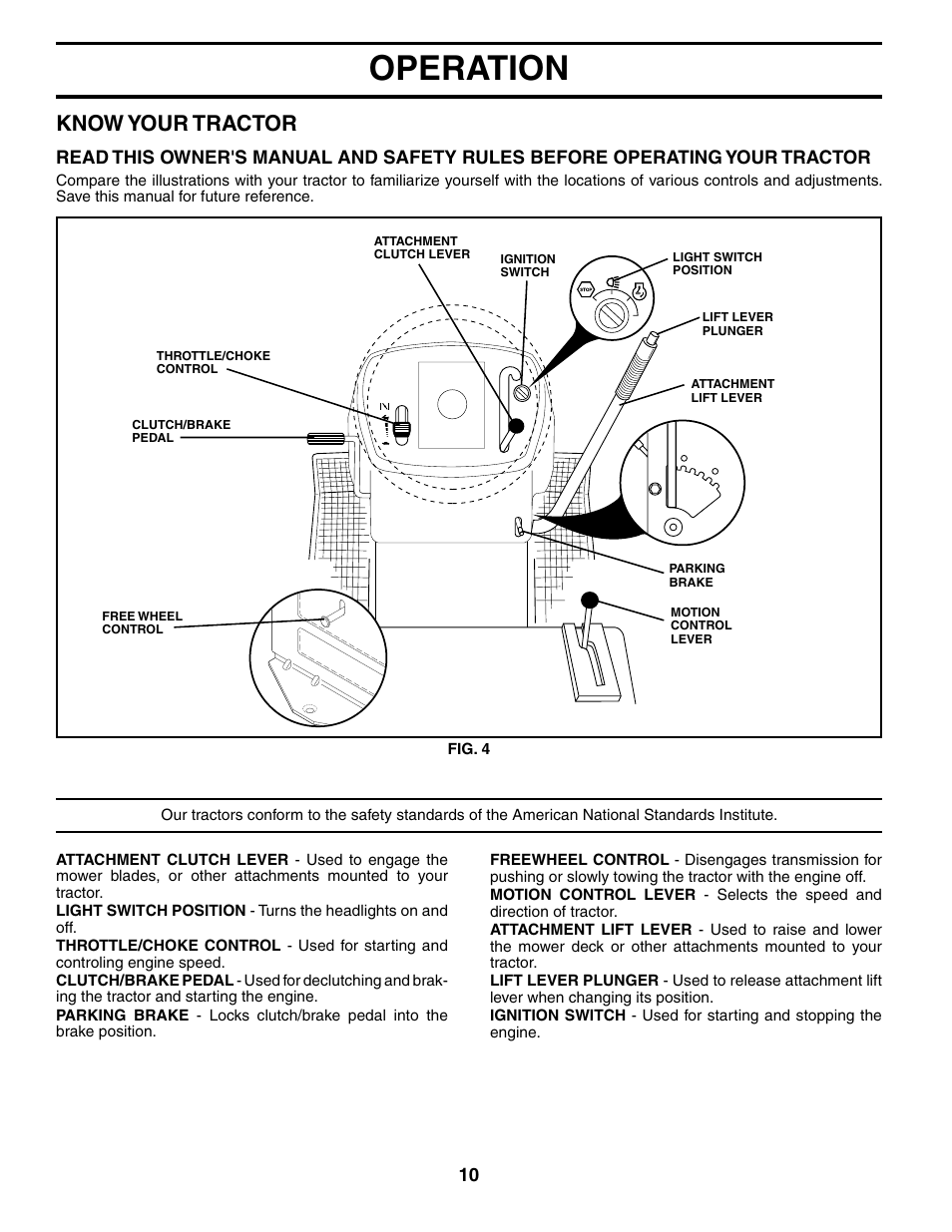 Operation, Know your tractor | Poulan 187301 User Manual | Page 10 / 44