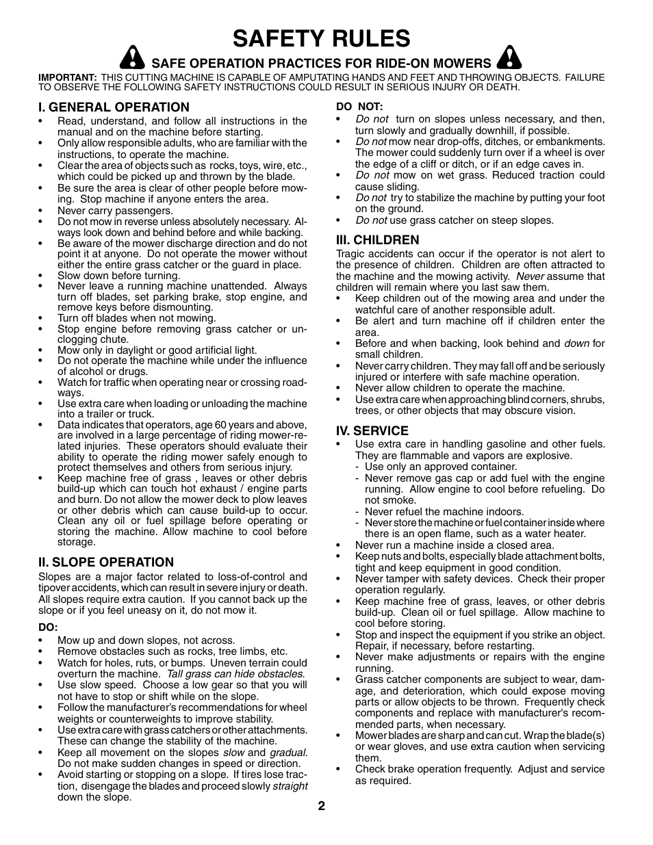 Safety rules | Poulan 187301 User Manual | Page 2 / 44