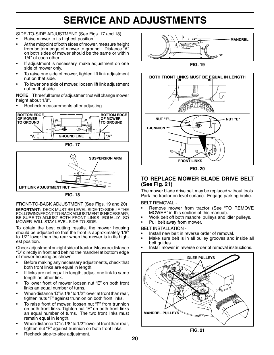 Service and adjustments | Poulan 187301 User Manual | Page 20 / 44
