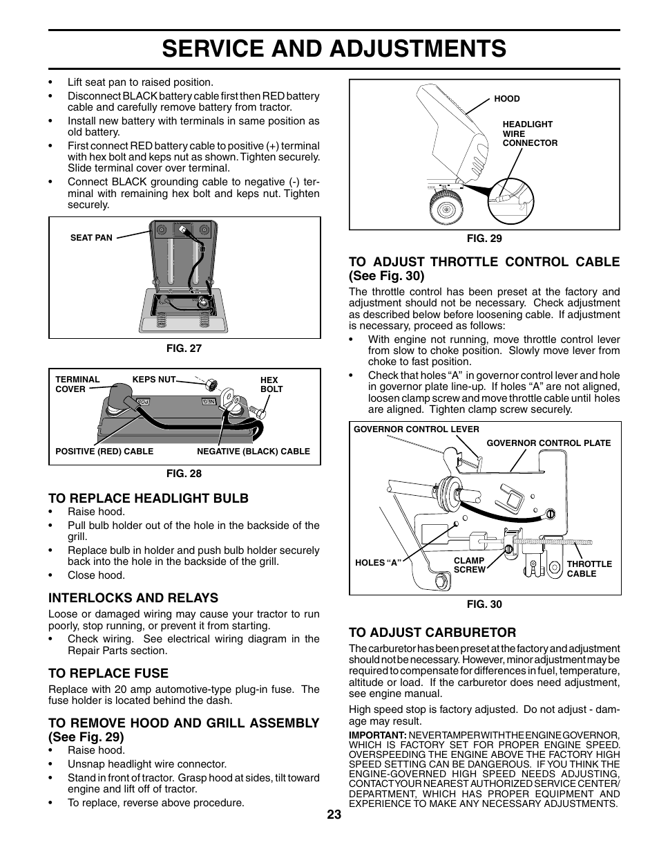 Service and adjustments | Poulan 187301 User Manual | Page 23 / 44