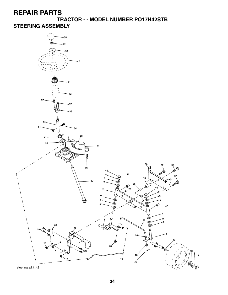 Repair parts | Poulan 187301 User Manual | Page 34 / 44