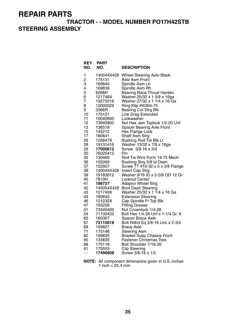 Repair parts | Poulan 187301 User Manual | Page 35 / 44