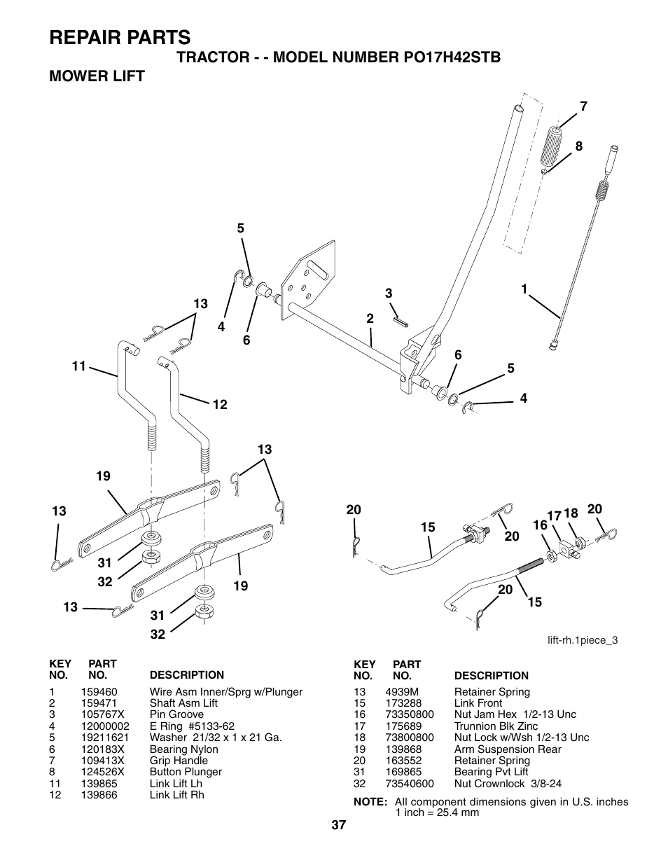 Repair parts | Poulan 187301 User Manual | Page 37 / 44