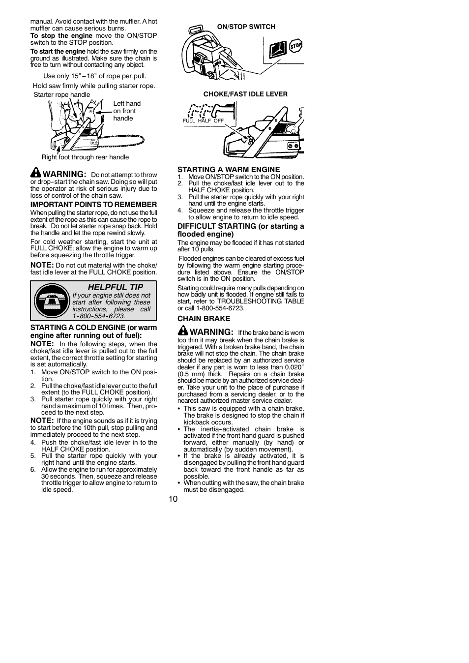 Warning, Helpful tip | Poulan PP4620AV User Manual | Page 10 / 20