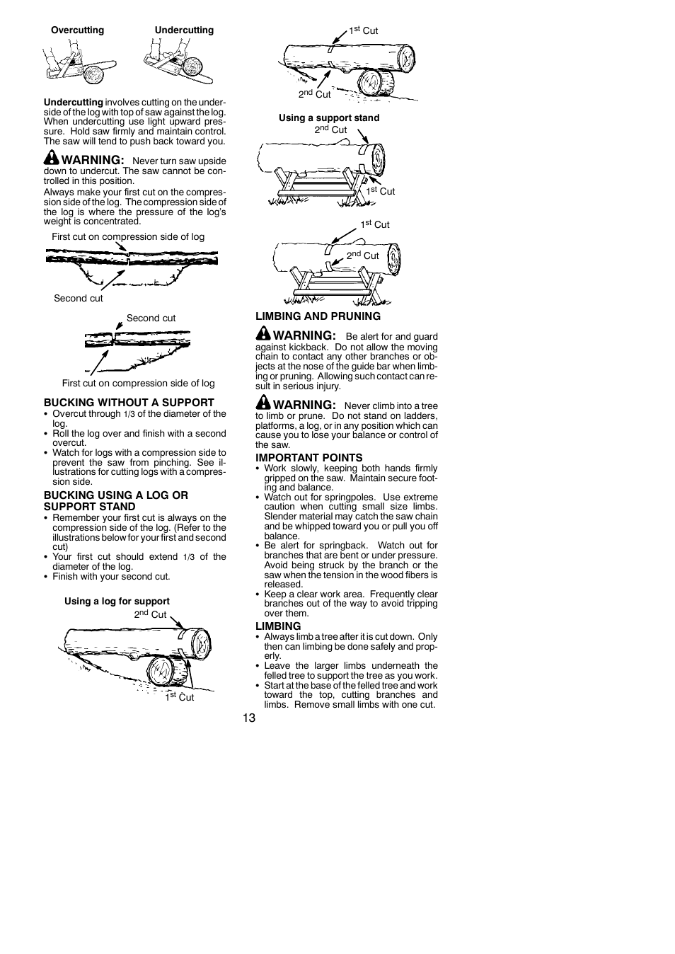 Warning | Poulan PP4620AV User Manual | Page 13 / 20