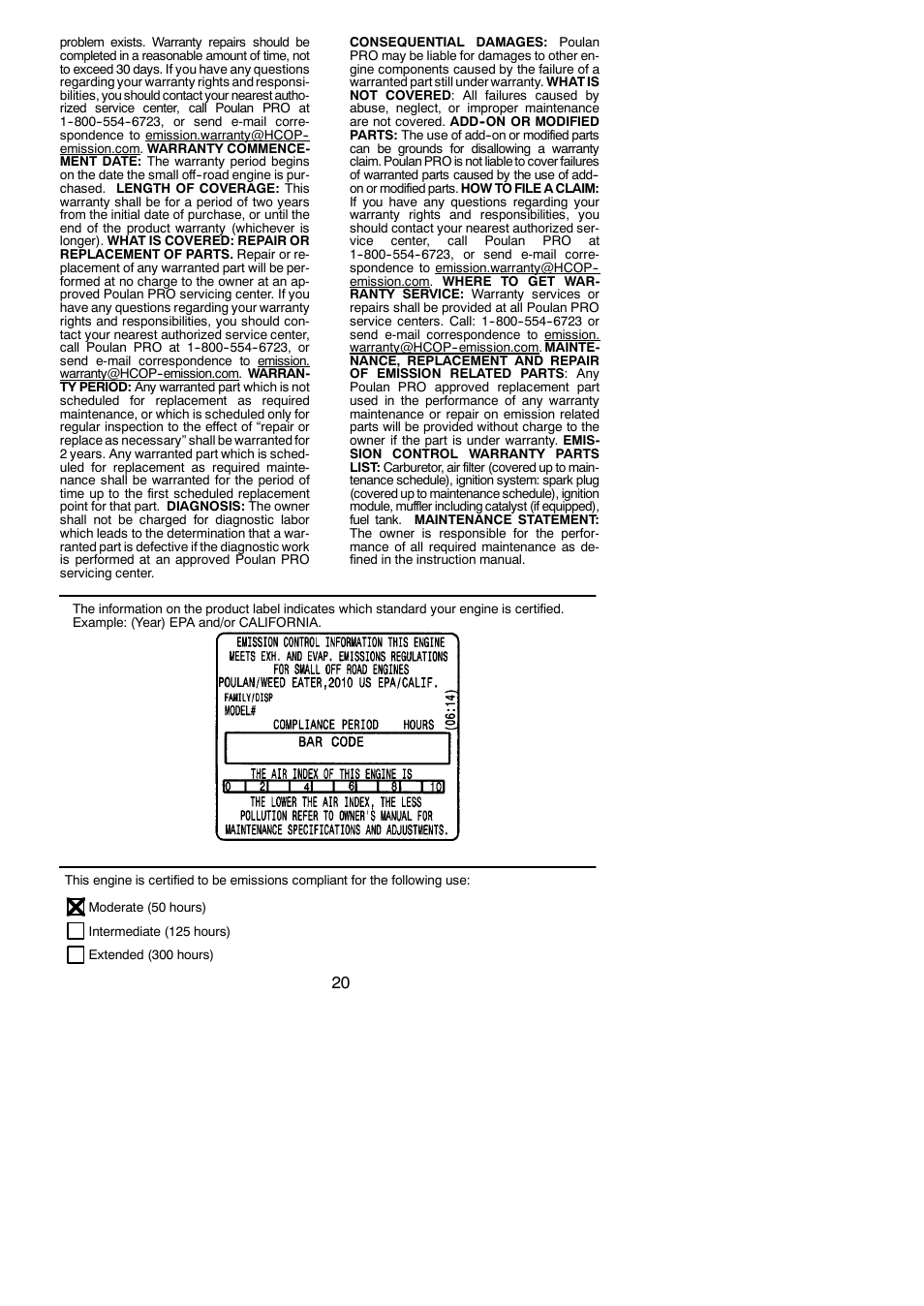 Poulan PP4620AV User Manual | Page 20 / 20