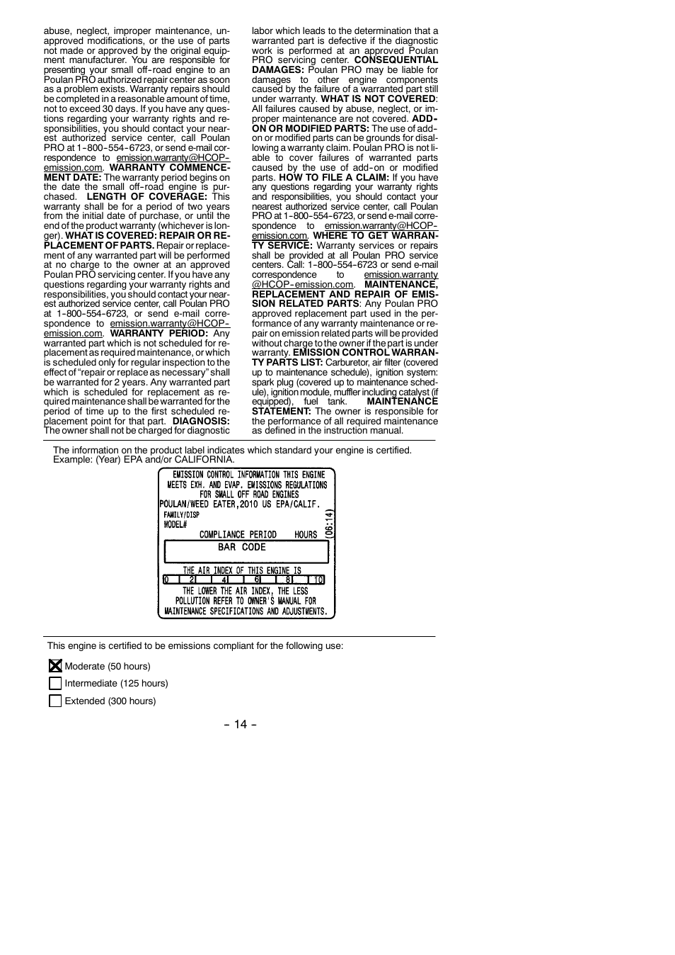 Poulan 115351327 User Manual | Page 14 / 14