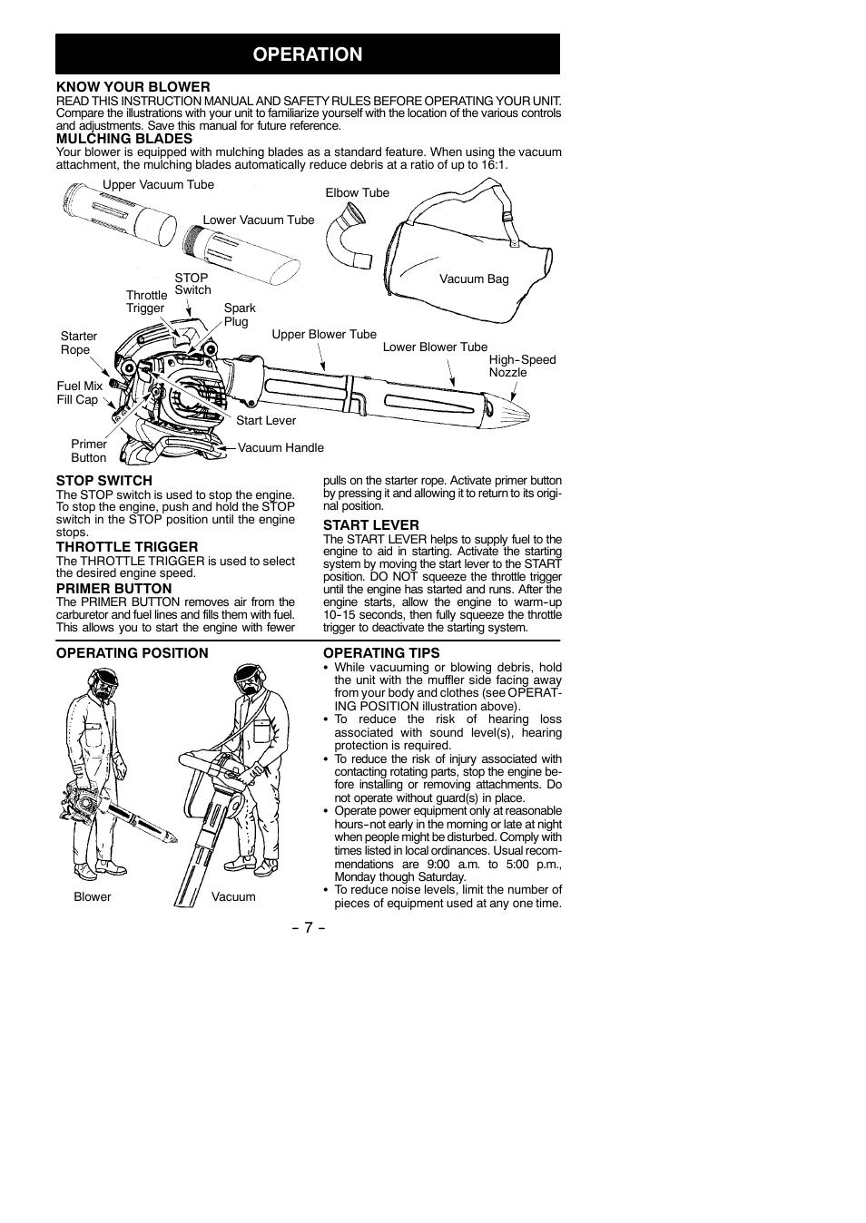 Operation | Poulan 115351327 User Manual | Page 7 / 14