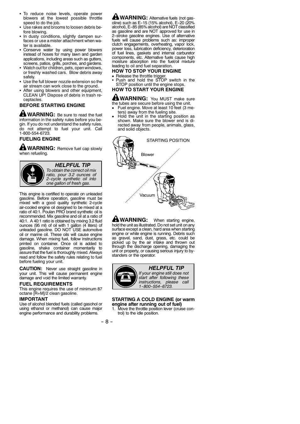 Warning, Helpful tip | Poulan 115351327 User Manual | Page 8 / 14