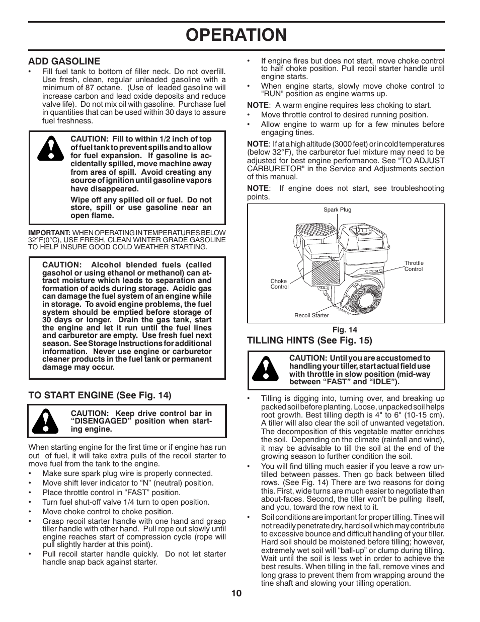 Operation | Poulan 433154 User Manual | Page 10 / 22