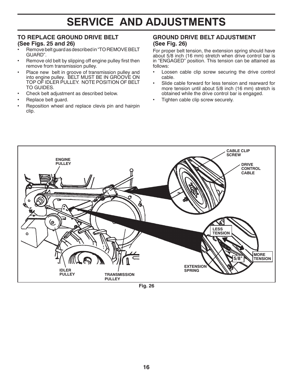 Service and adjustments | Poulan 433154 User Manual | Page 16 / 22