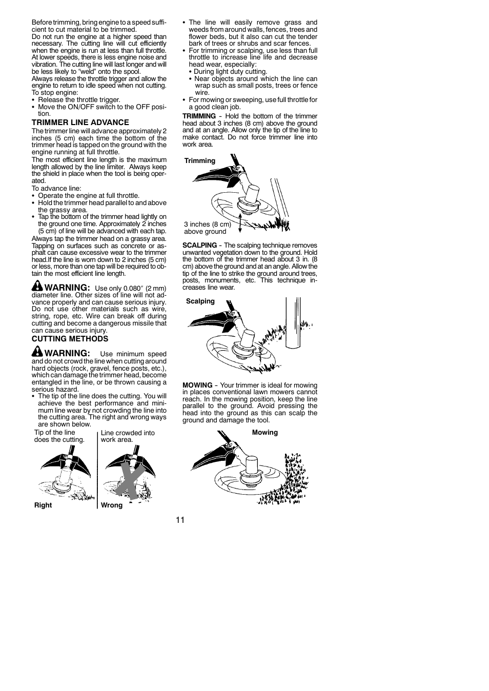 Warning | Poulan PP336 User Manual | Page 11 / 20