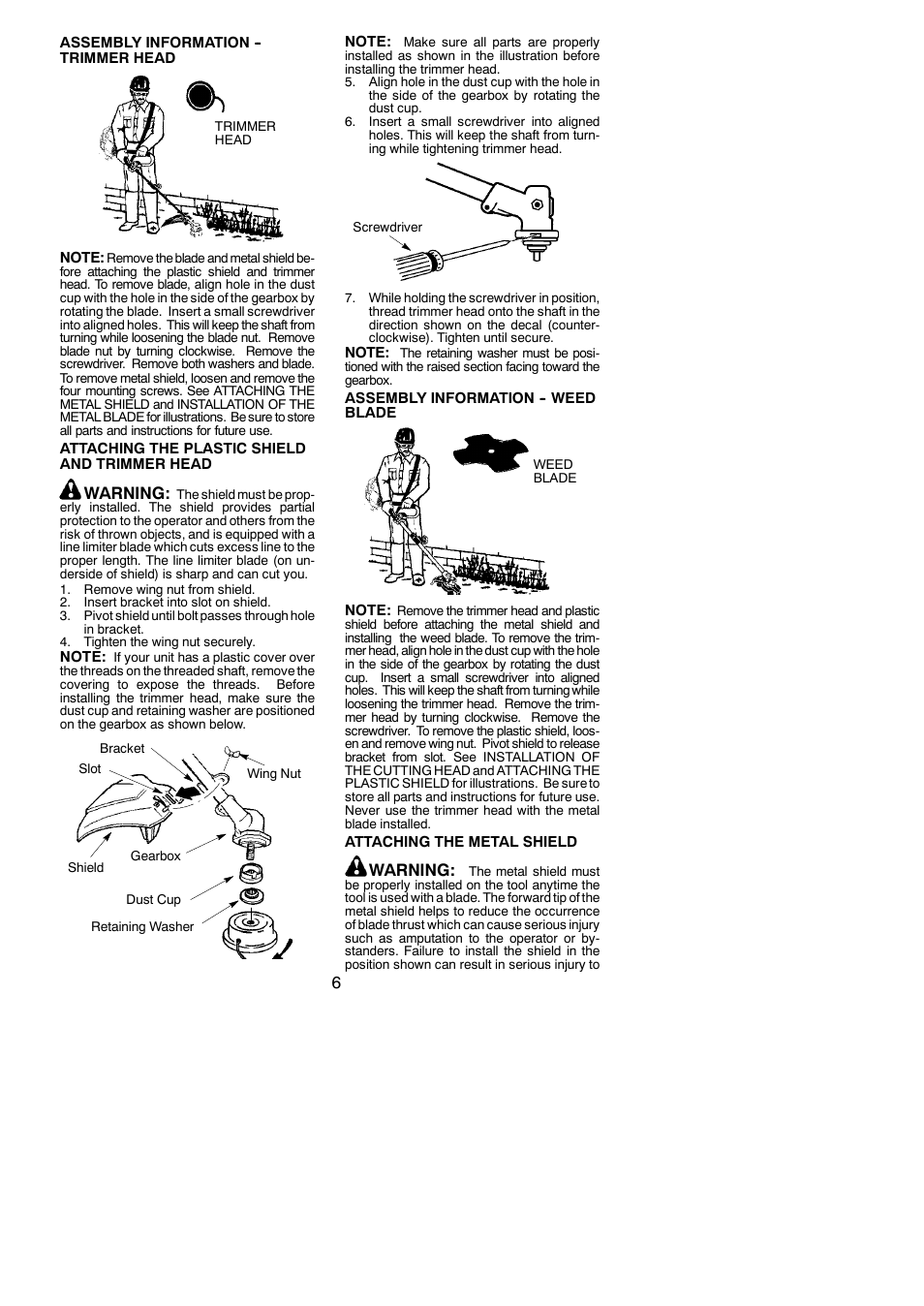 Warning | Poulan PP336 User Manual | Page 6 / 20
