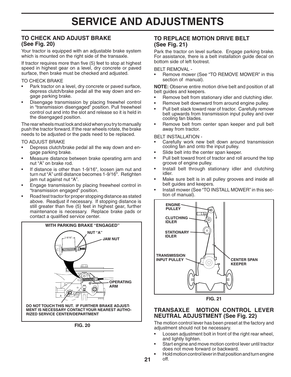 Service and adjustments | Poulan 403444 User Manual | Page 21 / 30