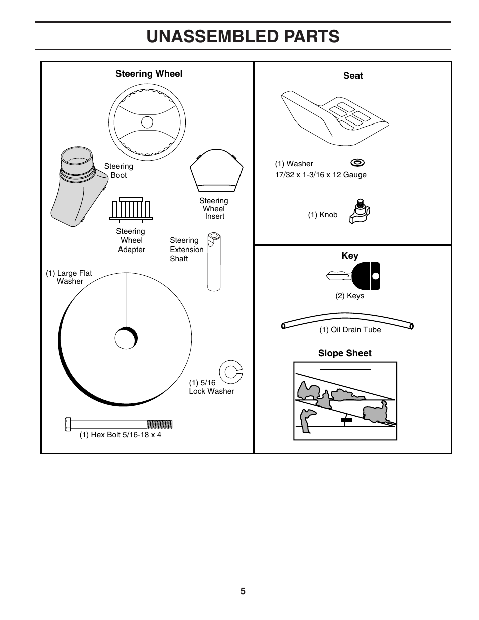 Unassembled parts | Poulan 403444 User Manual | Page 5 / 30