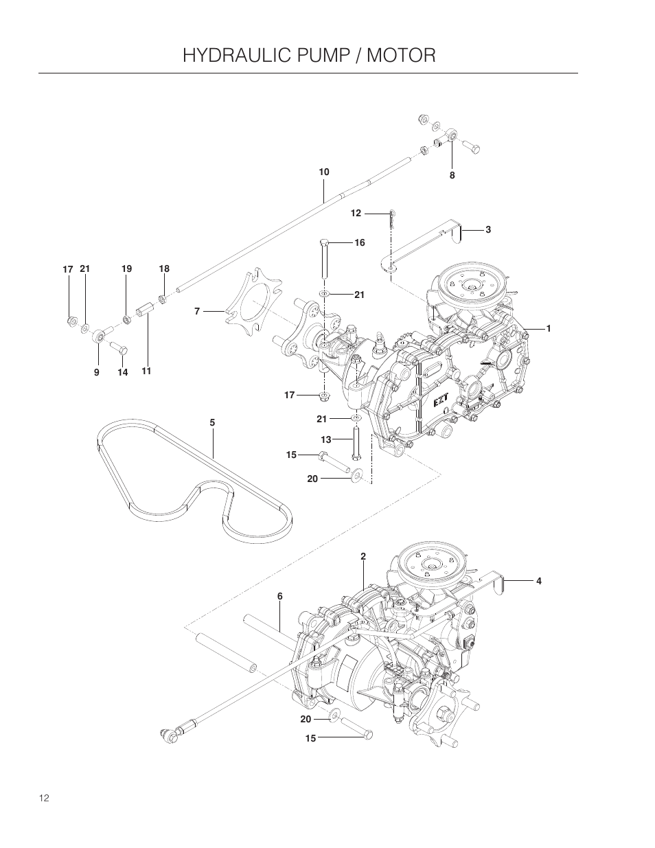 Hydraulic pump / motor | Poulan 301ZX User Manual | Page 12 / 24