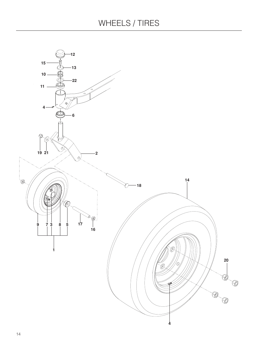 Wheels / tires | Poulan 301ZX User Manual | Page 14 / 24