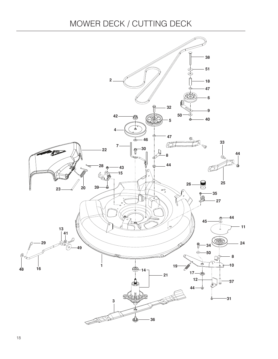 Mower deck / cutting deck | Poulan 301ZX User Manual | Page 18 / 24