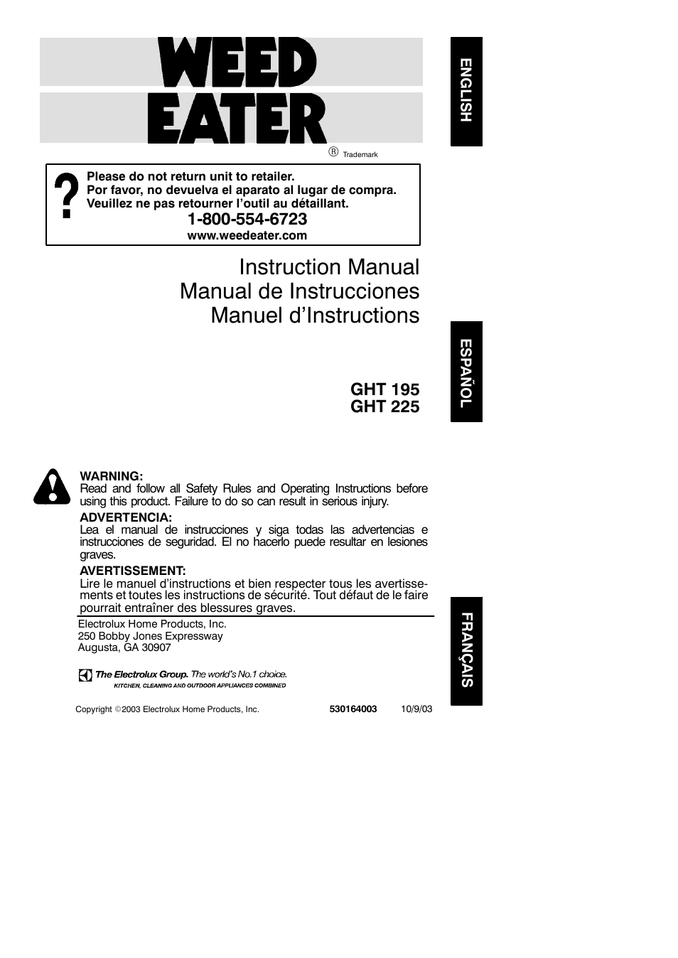 Poulan GHT 225 User Manual | 10 pages