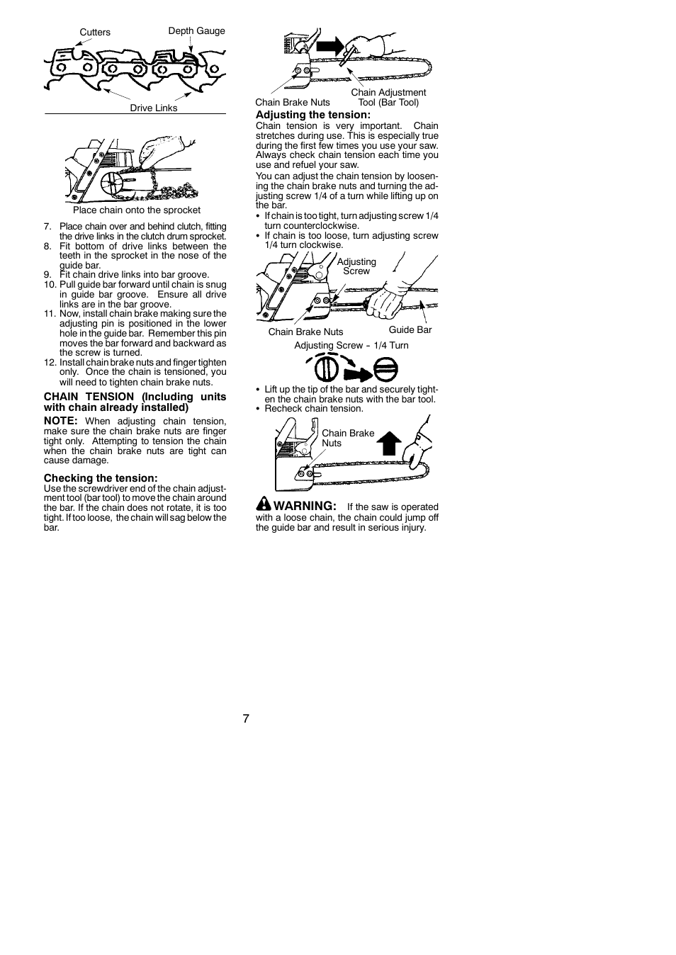 Warning | Poulan 545123649 User Manual | Page 7 / 18