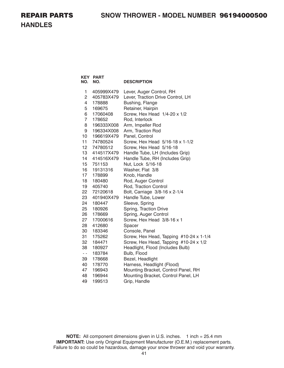 Poulan 96194000500 User Manual | Page 41 / 48